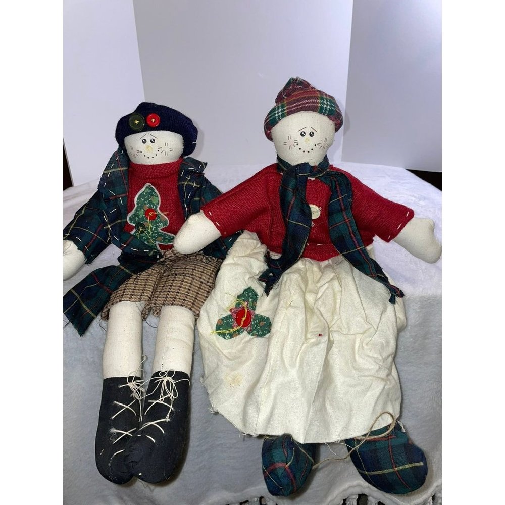 Vintage Sitting Snowmen